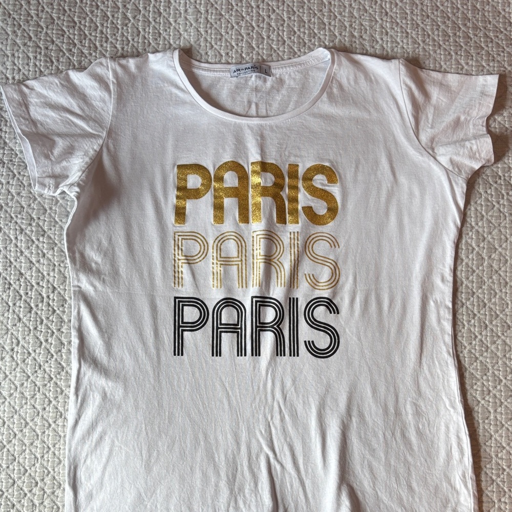 Air de Paris 'Paris' Graphic Tee with Gold & Black Print